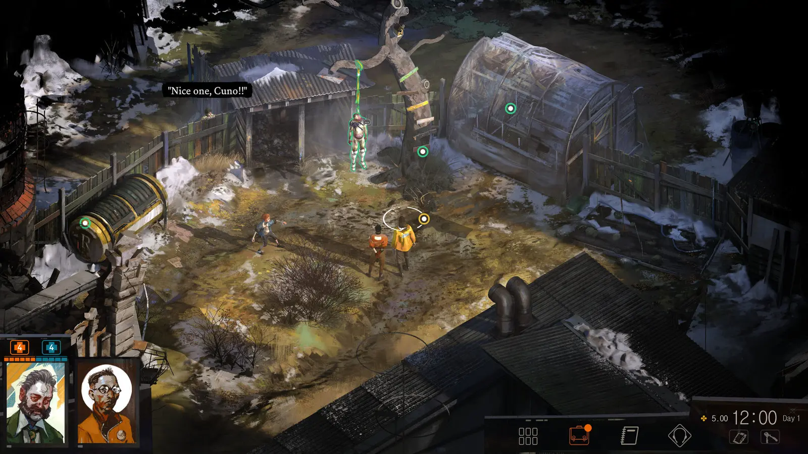 Disco Elysium: the painted, top-down town of Revachol
