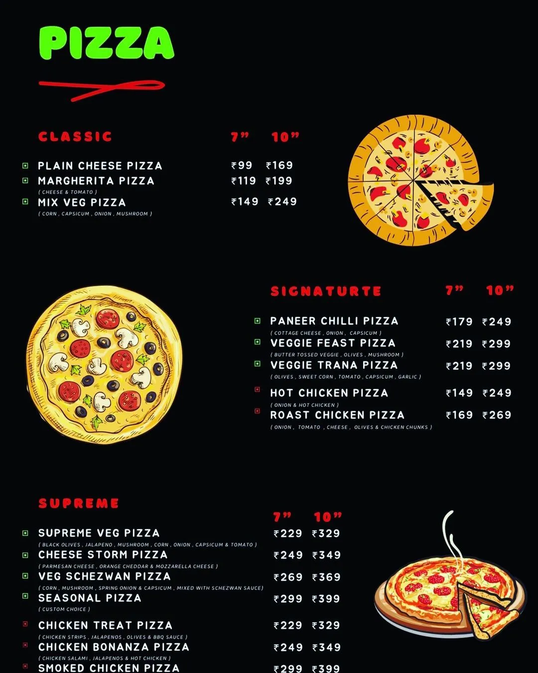 inFAMOUS Gaming Cafe - Pizza Menu