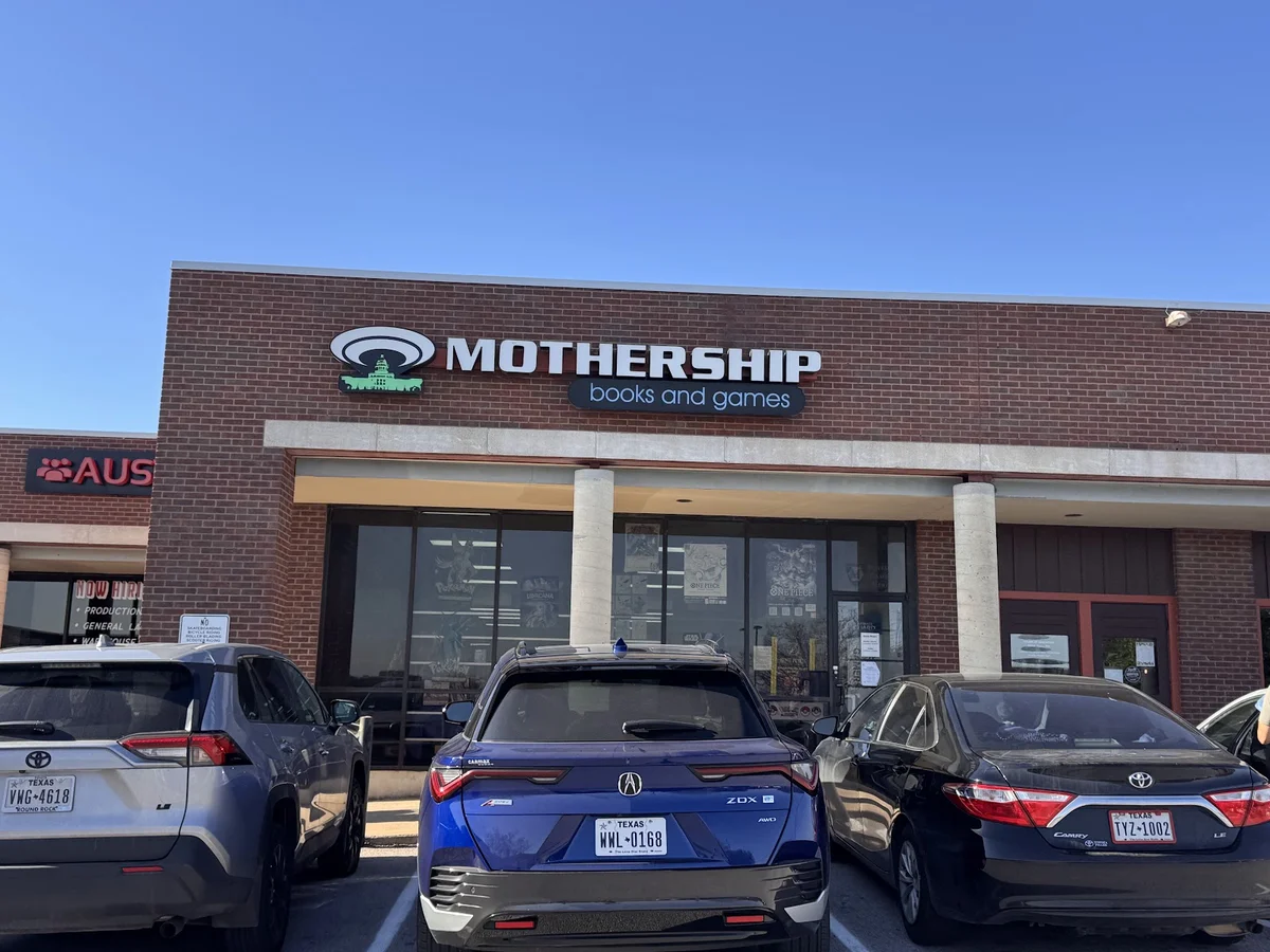 Mothership Books and Games Austin interior gaming setup
