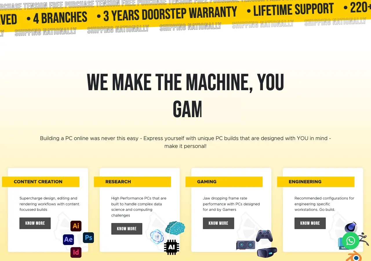 9 Best Custom PC Builders in India (2026): Who to Trust 13 The MVP homepage — 3 years doorstep warranty, lifetime support (screenshot June 11, 2026)
