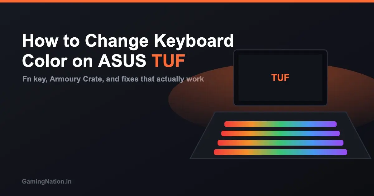 How to Change Keyboard Color on ASUS TUF Gaming Laptop (2026) 18 ASUS TUF gaming laptop keyboard lit up with RGB backlight color
