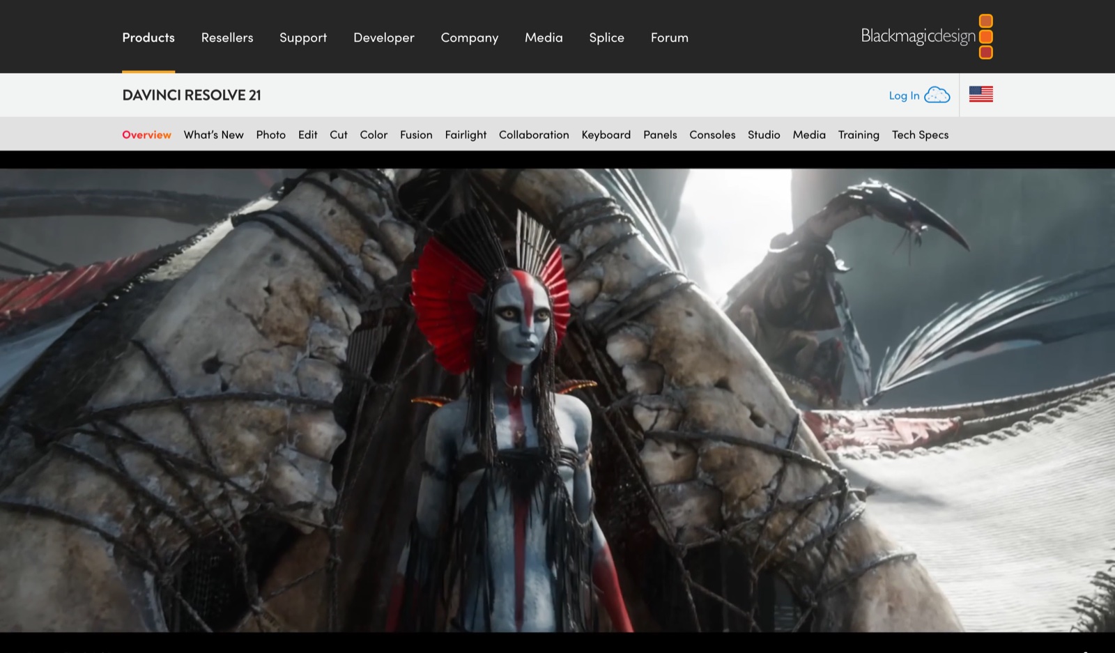 DaVinci Resolve product page from Blackmagic Design