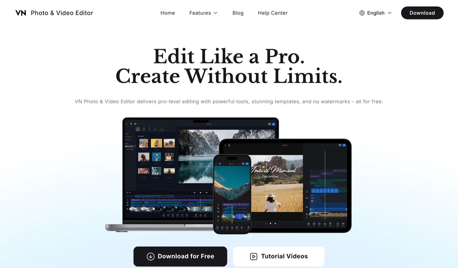 Best Free Video Editing Software for Gaming Videos in India (2026) 15 VN Video Editor website showing free download for Windows and Mac