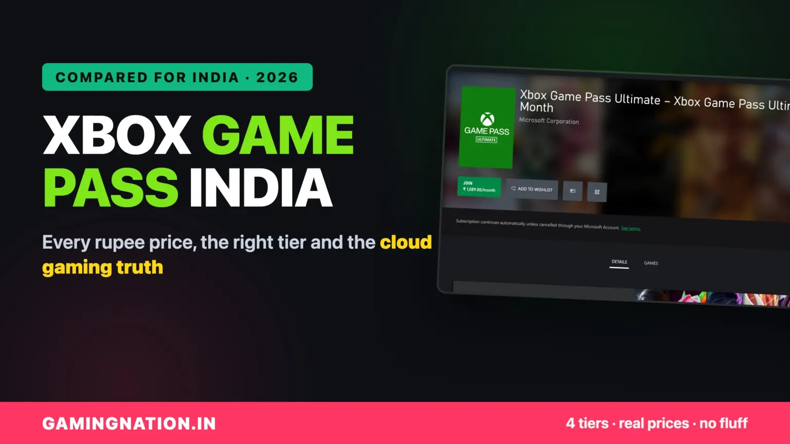 Xbox Game Pass India 2026 cover: every rupee price, the right tier and the cloud gaming truth