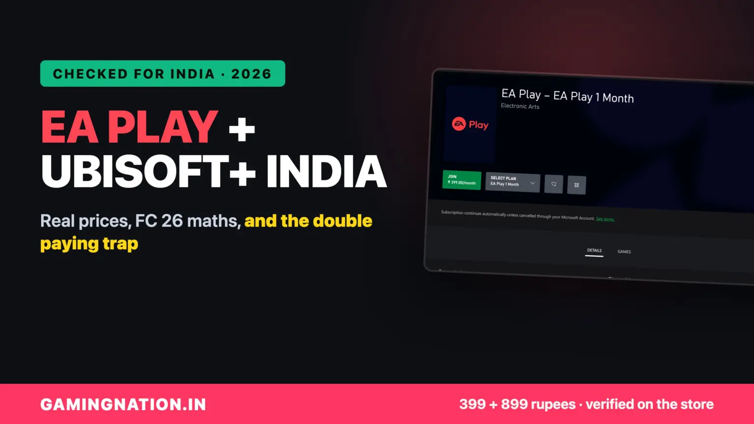 EA Play and Ubisoft Plus India price guide 2026 cover
