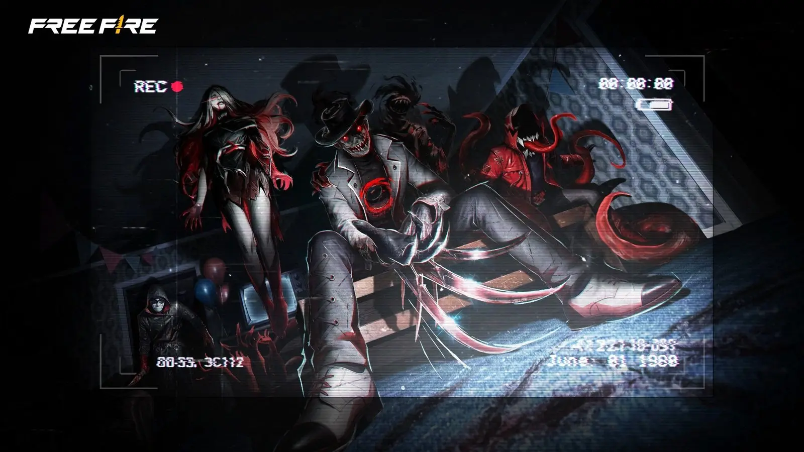 BGMI and Free Fire Halloween 2026: Events, End Dates and Free Rewards 31 Free Fire The Unseen new horror bundles: a woman with long black hair, a figure in a ragged coat and a red hooded figure with tendrils