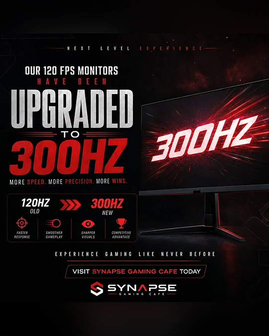 Synapse monitors upgraded to 300Hz, May 2026