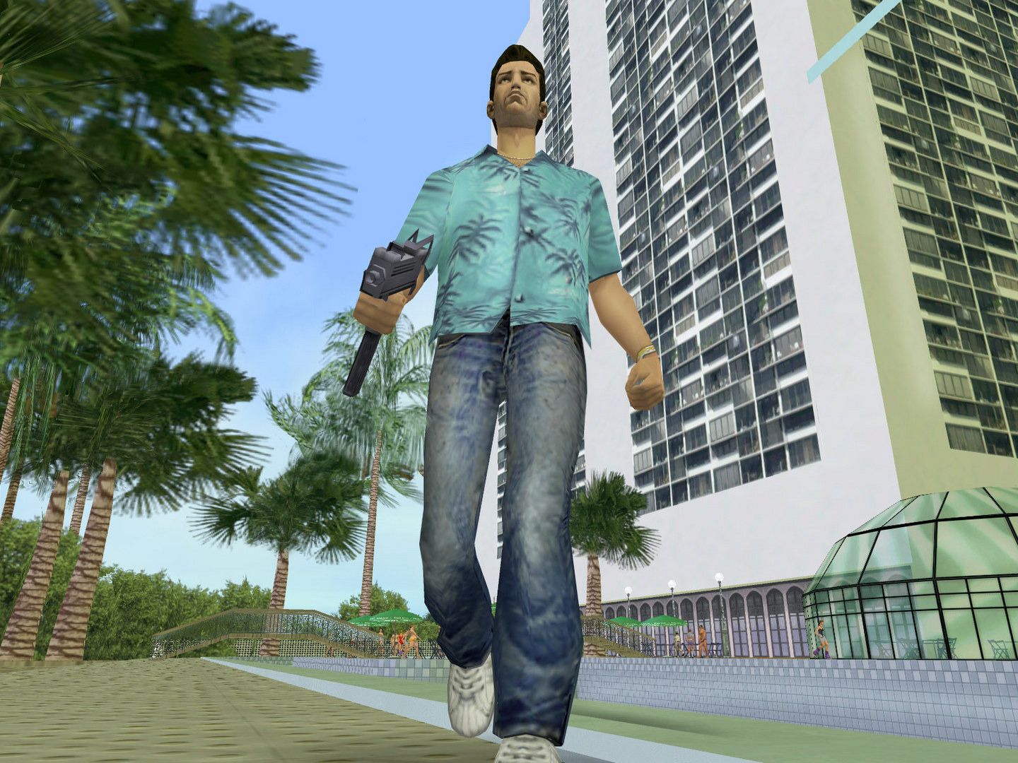 Tommy Vercetti in his Hawaiian shirt in the original Vice City graphics