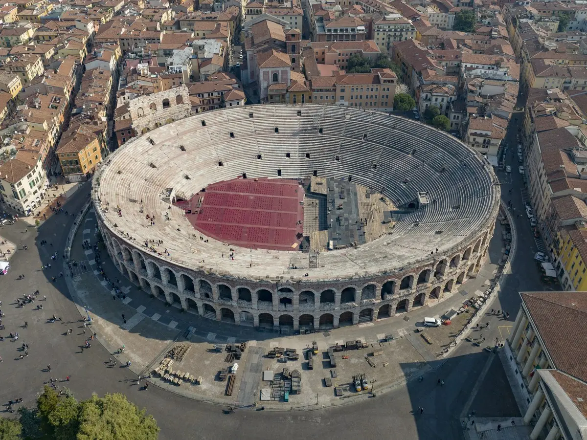 Aerial view of the Roman arena in Verona