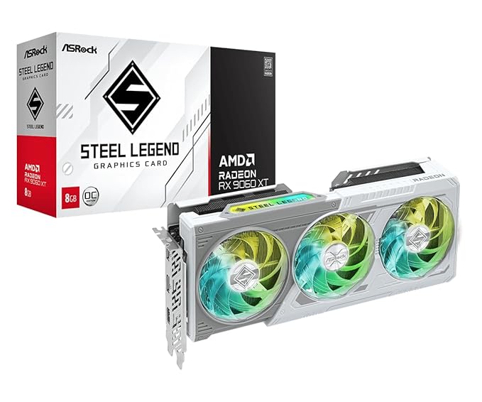 ASRock Radeon RX 9060 XT Steel Legend OC 8GB graphics card