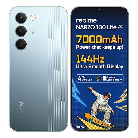 Best Gaming Phones Under 15000 India 2026: BGMI and Valorant 13 realme narzo 100 Lite 5G (144Hz, 7000mAh)